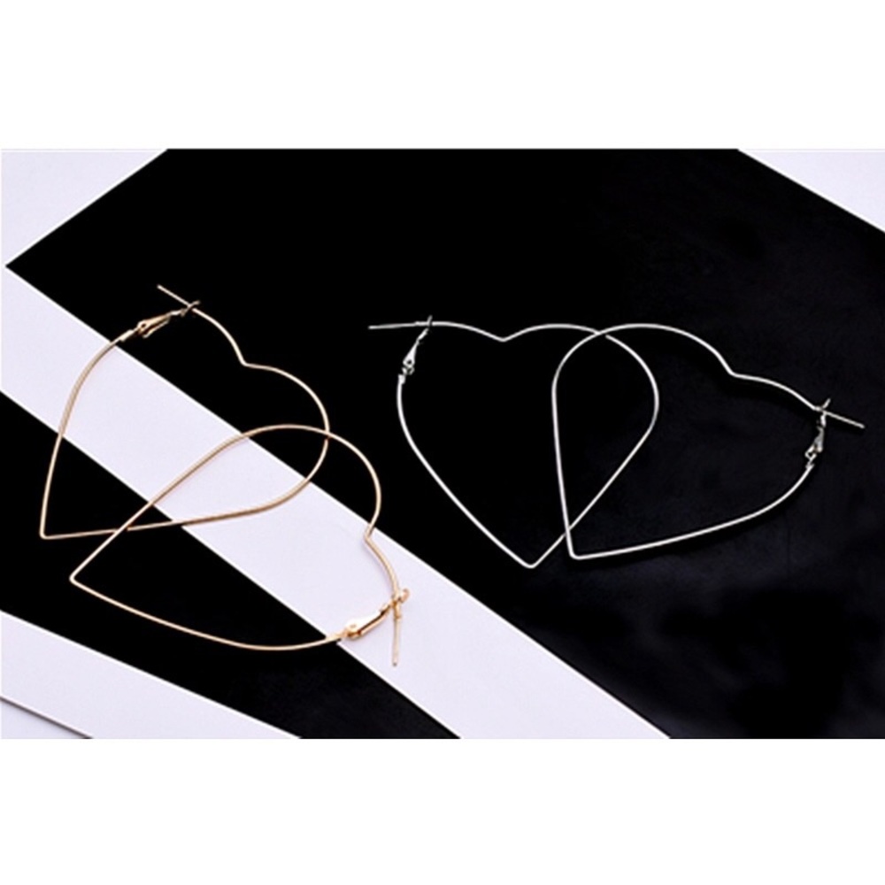 Elegant Big Heart Hoop Earrings